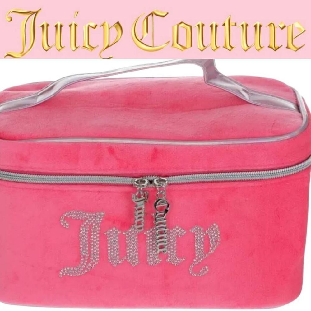 Juicy Couture Rhinestone Logo Zip Around Cosmetic Case